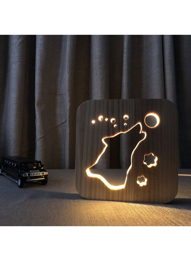 NIBEMINENT Wolf Shaped Hollow Table Lamp Brown 19x19cm - Image 5