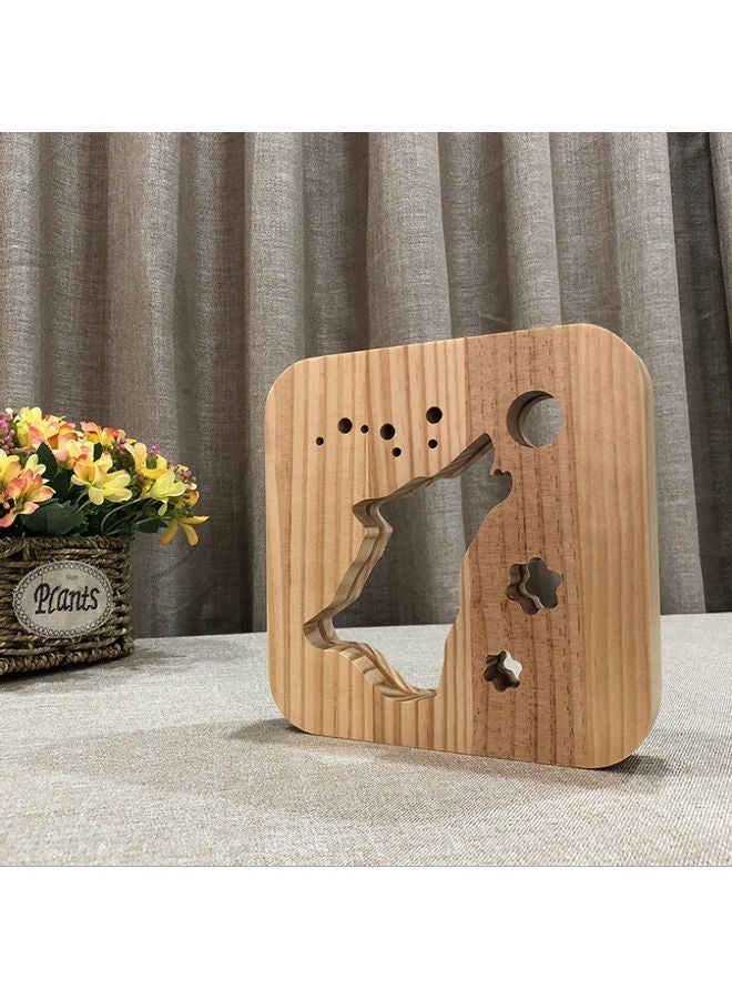 NIBEMINENT Wolf Shaped Hollow Table Lamp Brown 19x19cm - Image 2