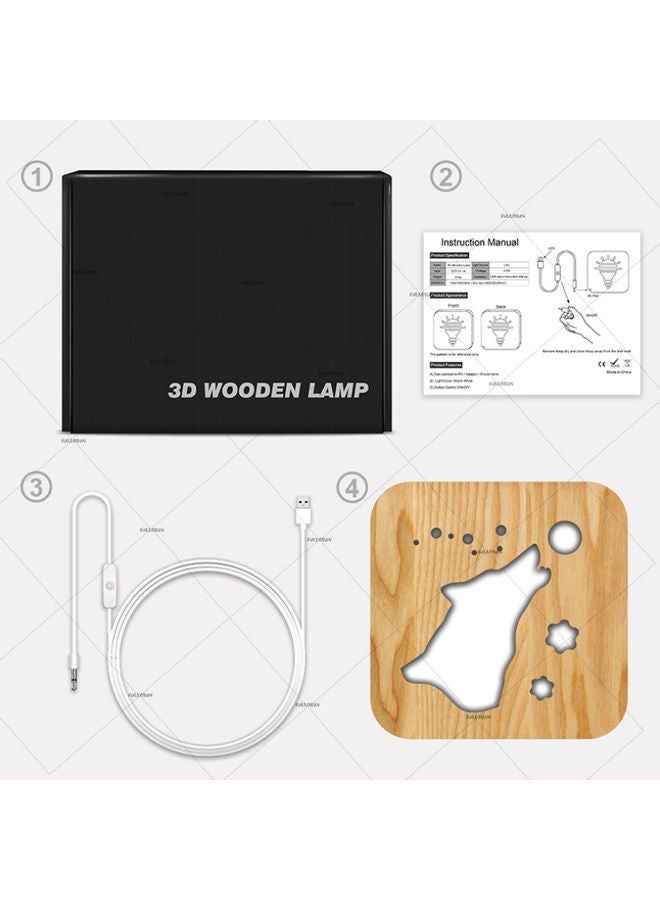 NIBEMINENT Wolf Shaped Hollow Table Lamp Brown 19x19cm - Image 4