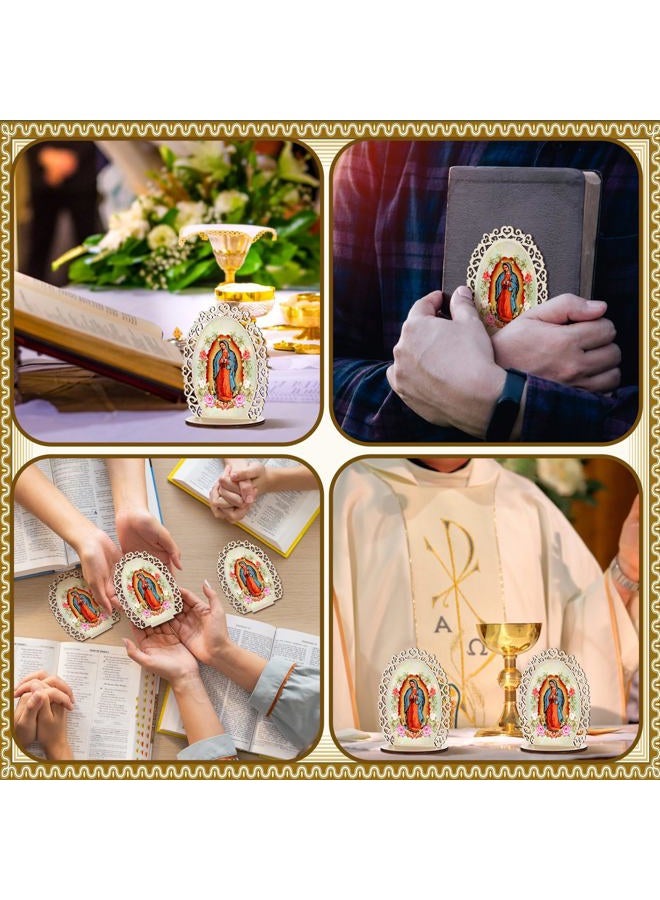 Soaoo 12 Pcs Our Lady of Guadalupe Wooden Statues Virgen De Guadalupe Picture Frames Baptism Favors for Guests Baptism Centerpieces for Table First Communion Gifts Catholic Favors (Oval) - Image 5