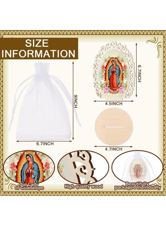 Soaoo 12 Pcs Our Lady of Guadalupe Wooden Statues Virgen De Guadalupe Picture Frames Baptism Favors for Guests Baptism Centerpieces for Table First Communion Gifts Catholic Favors (Oval) - Image 2