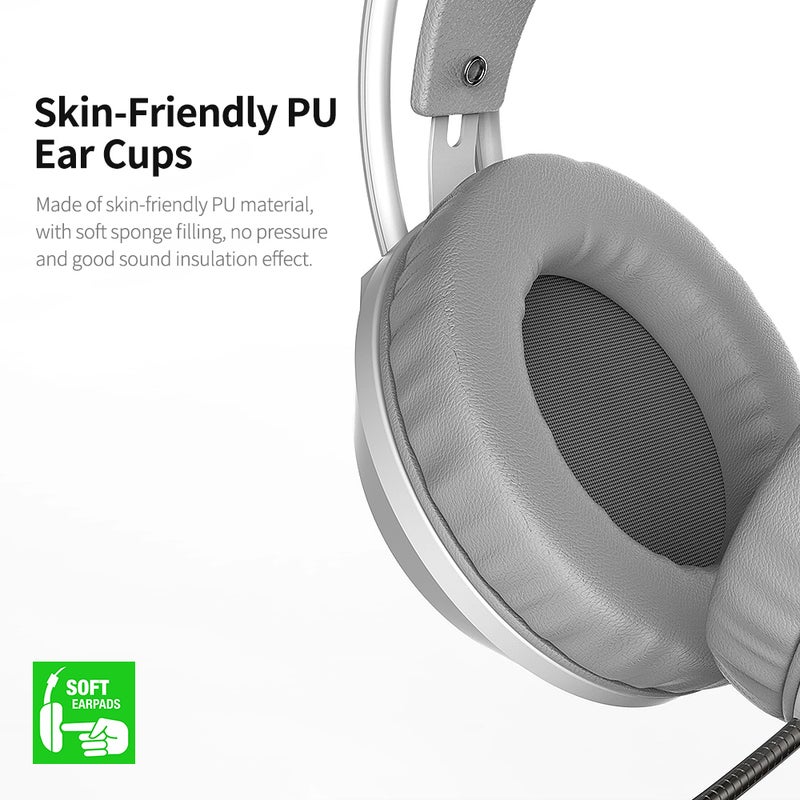 سماعات رأس سلكية USB AX120 سماعات ألعاب استريو بـ 3.5 مم سماعة رأس مع تقليل الضوضاء مع ميكروفون وحدة محرك 50 مم باللون الوردي - Image 4