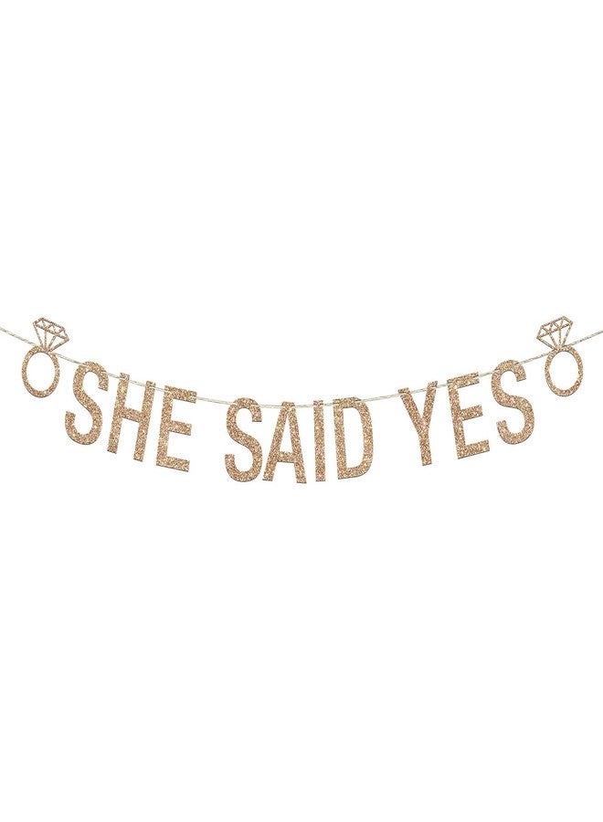 Helewilk She Said Yes Banner, He Put a Ring on It, Glittery from Miss to Mrs Just Engaged Bride to Be Party Hanging Supplies - Image 1