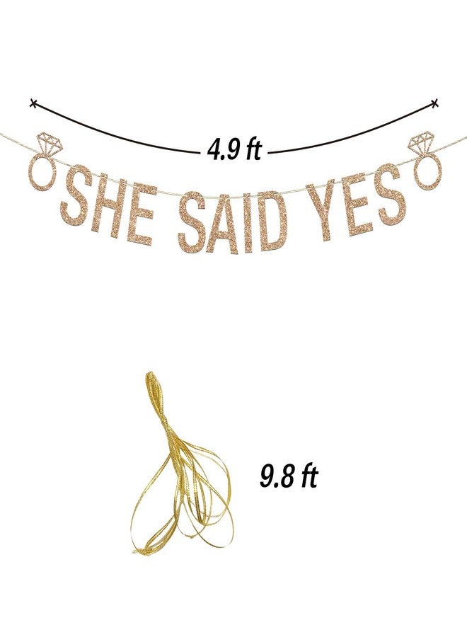 Helewilk She Said Yes Banner, He Put a Ring on It, Glittery from Miss to Mrs Just Engaged Bride to Be Party Hanging Supplies - Image 3