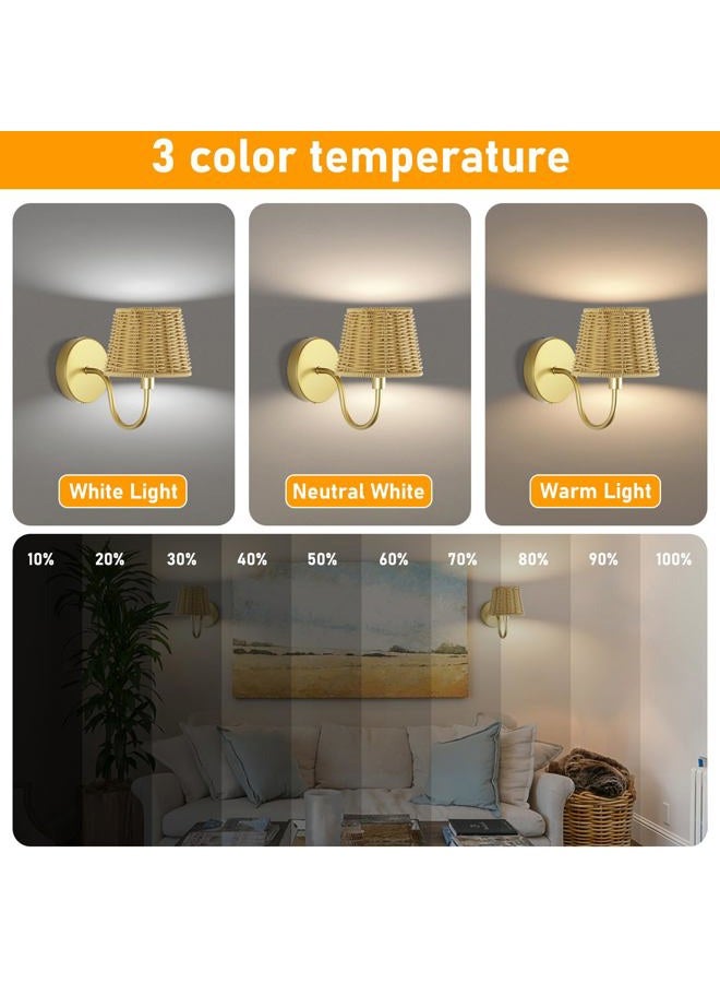 Jaenmsa Battery Operated Wall Sconce Set of Two, Rechargeable Wireless Sconces with Dimmable Detachable Magnetic Bulbs and Remote, 3 Colors Wall Lights for Bedroom Living Room Hallway Fireplace - Image 4