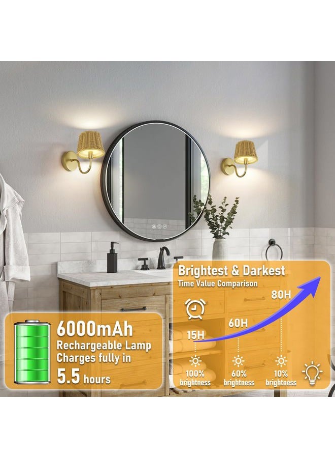 Jaenmsa Battery Operated Wall Sconce Set of Two, Rechargeable Wireless Sconces with Dimmable Detachable Magnetic Bulbs and Remote, 3 Colors Wall Lights for Bedroom Living Room Hallway Fireplace - Image 5