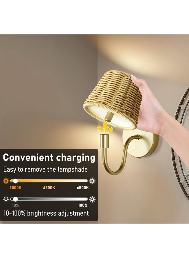 Jaenmsa Battery Operated Wall Sconce Set of Two, Rechargeable Wireless Sconces with Dimmable Detachable Magnetic Bulbs and Remote, 3 Colors Wall Lights for Bedroom Living Room Hallway Fireplace - Image 2