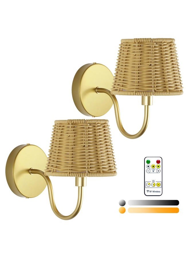 Jaenmsa Battery Operated Wall Sconce Set of Two, Rechargeable Wireless Sconces with Dimmable Detachable Magnetic Bulbs and Remote, 3 Colors Wall Lights for Bedroom Living Room Hallway Fireplace - Image 1
