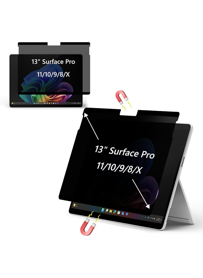 Magnetic Privacy Screen for Microsoft Surface Pro 11/10/9/8/X 13 Inch, Removable Anti Glare Blue Light Filter, 13 In Anti Spy Black Security Private Block Screen Protector - Image 1