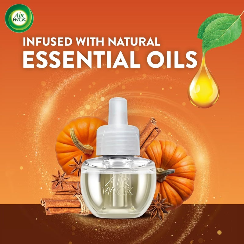 Air Wick عبوة إعادة تعبئة زيت معطر، مشبعة بالزيوت الأساسية، معطرات هواء قابلة للتوصيل للمنزل، توابل اليقطين، 4 قطع - Image 3