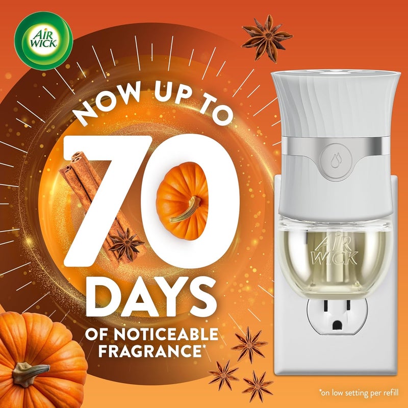 Air Wick عبوة إعادة تعبئة زيت معطر، مشبعة بالزيوت الأساسية، معطرات هواء قابلة للتوصيل للمنزل، توابل اليقطين، 4 قطع - Image 2