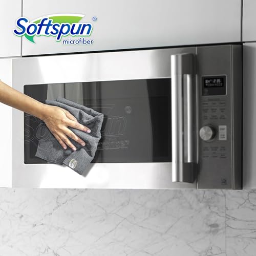 SOFTSPUN Microfiber Cleaning Cloths, 5pcs 30x30cms 340GSM Grey! Highly Absorbent, Lint and Streak Free, Multi-Purpose Wash Cloth for Kitchen, Window, Stainless Steel, Silverware. - Image 4