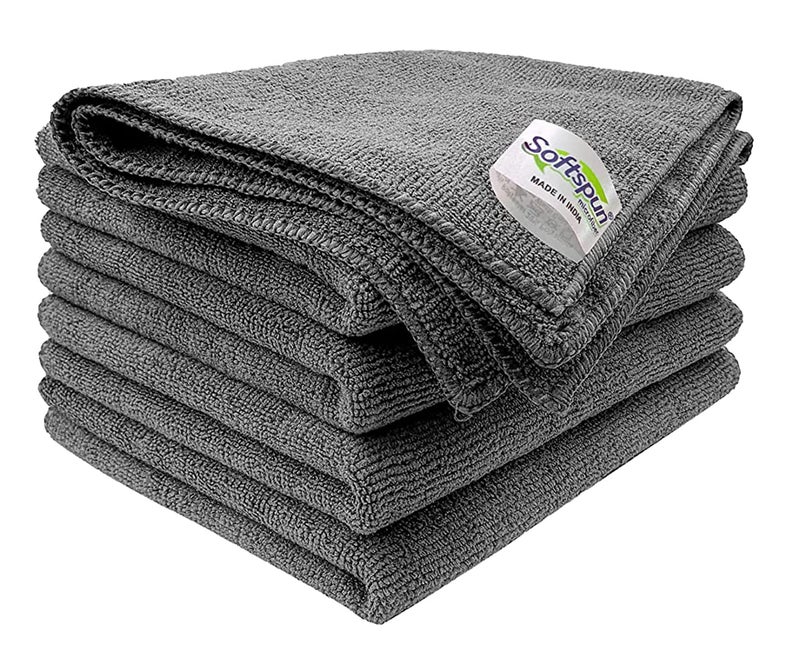 SOFTSPUN Microfiber Cleaning Cloths, 5pcs 30x30cms 340GSM Grey! Highly Absorbent, Lint and Streak Free, Multi-Purpose Wash Cloth for Kitchen, Window, Stainless Steel, Silverware. - Image 1