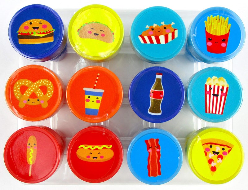 TINYMILLS 12 Pcs Cute Cartoon Food Stamp Kit for Kids Multicolored