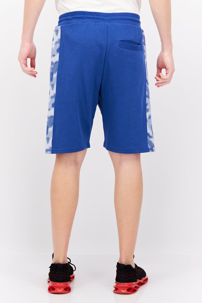 CROSSHATCH Men Drawstring Brand Logo Basic Shorts, Blue - Image 3