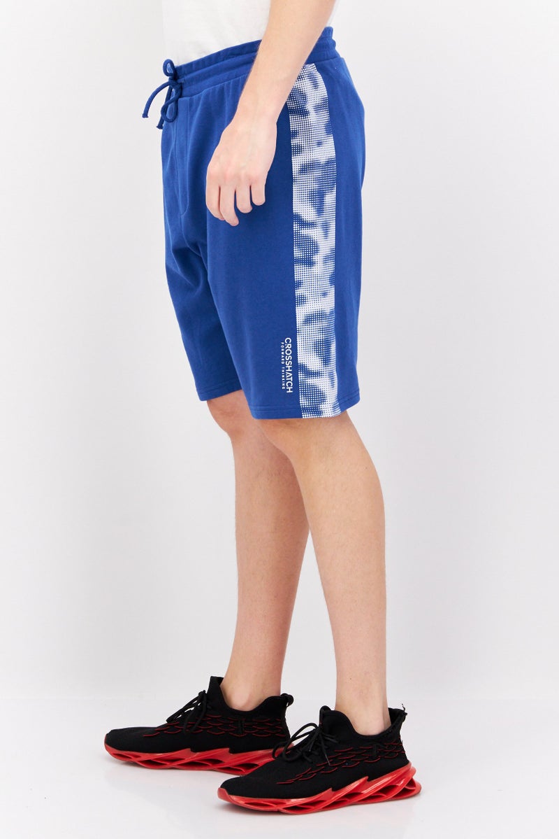 CROSSHATCH Men Drawstring Brand Logo Basic Shorts, Blue - Image 4