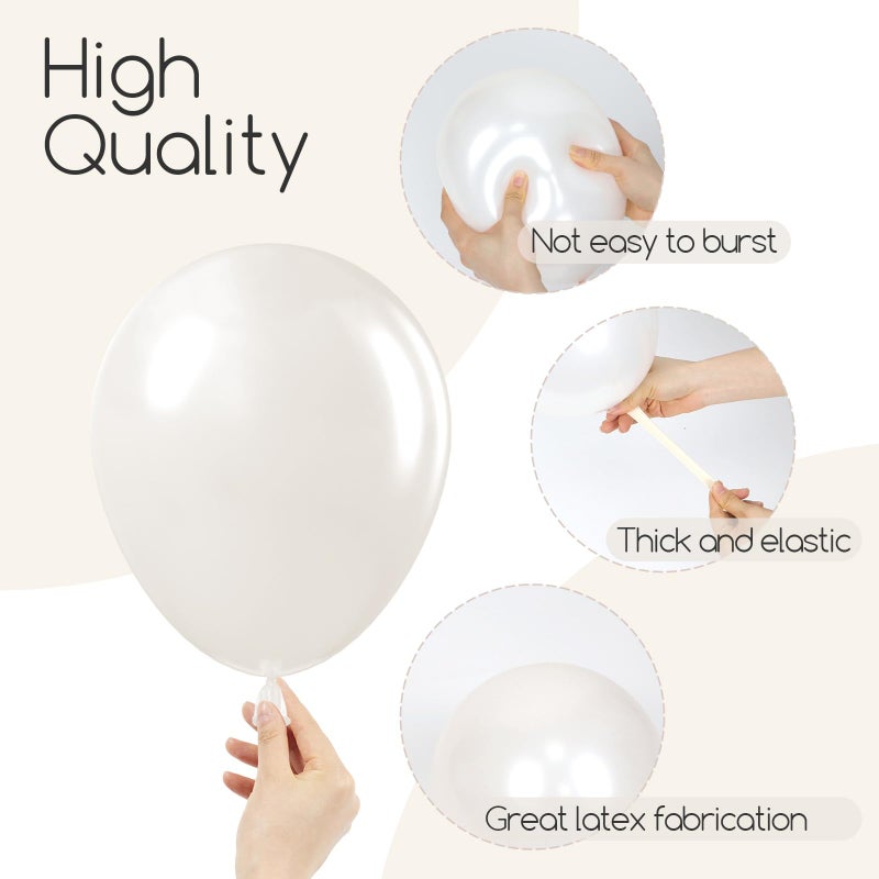 awenztech 120pcs Pearl White Balloon Arch Kit, 18 12 10 5 inch Pearl White Balloons Different Sizes for Bridal Baby Shower Engagement Wedding Birthday Party Decorations - Image 3