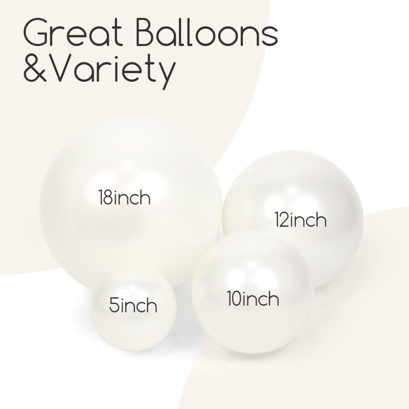 awenztech 120pcs Pearl White Balloon Arch Kit, 18 12 10 5 inch Pearl White Balloons Different Sizes for Bridal Baby Shower Engagement Wedding Birthday Party Decorations - Image 4