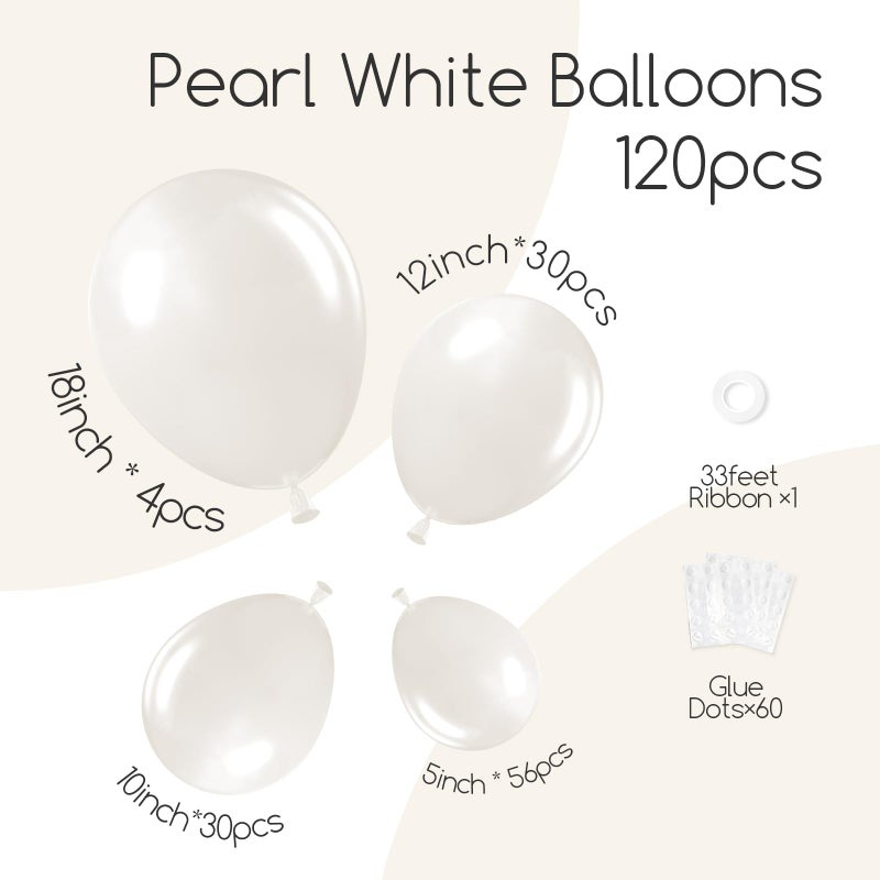 awenztech 120pcs Pearl White Balloon Arch Kit, 18 12 10 5 inch Pearl White Balloons Different Sizes for Bridal Baby Shower Engagement Wedding Birthday Party Decorations - Image 2