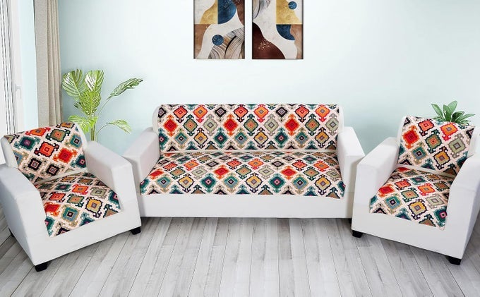 Velvet Printed Sofa Seat Cover For 5 Seater With Heavy Antiskid Backing Easily Machine Washable Sofa Seat Runner For Couch 27 X 24 Inches 4 Pieces 27 X 72 Inches 2 Piece Multicolor