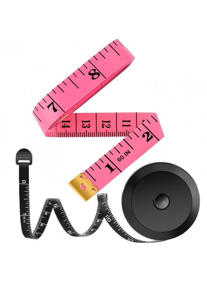 2 Pack Tape Measure Measuring Tape for Body Fabric Sewing Tailor Cloth Knitting Vinyl Home Craft Measurements, 60-Inch Soft Fashion Pink & Retractable Black Double Scales Rulers for Body Weight Loss - pzsku/ZE43374656E6BF9989754Z/45/_/1732283741/e82d5203-a84d-45b1-8c54-8abb0b41515e