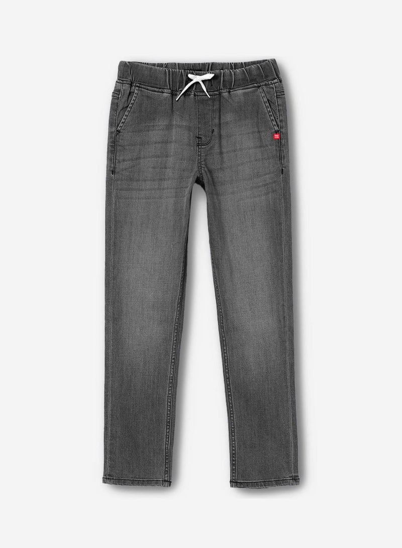 Bonkids Regular Printed Grey Cotton Jeans For Boys 100 % Cotton  - Image 1