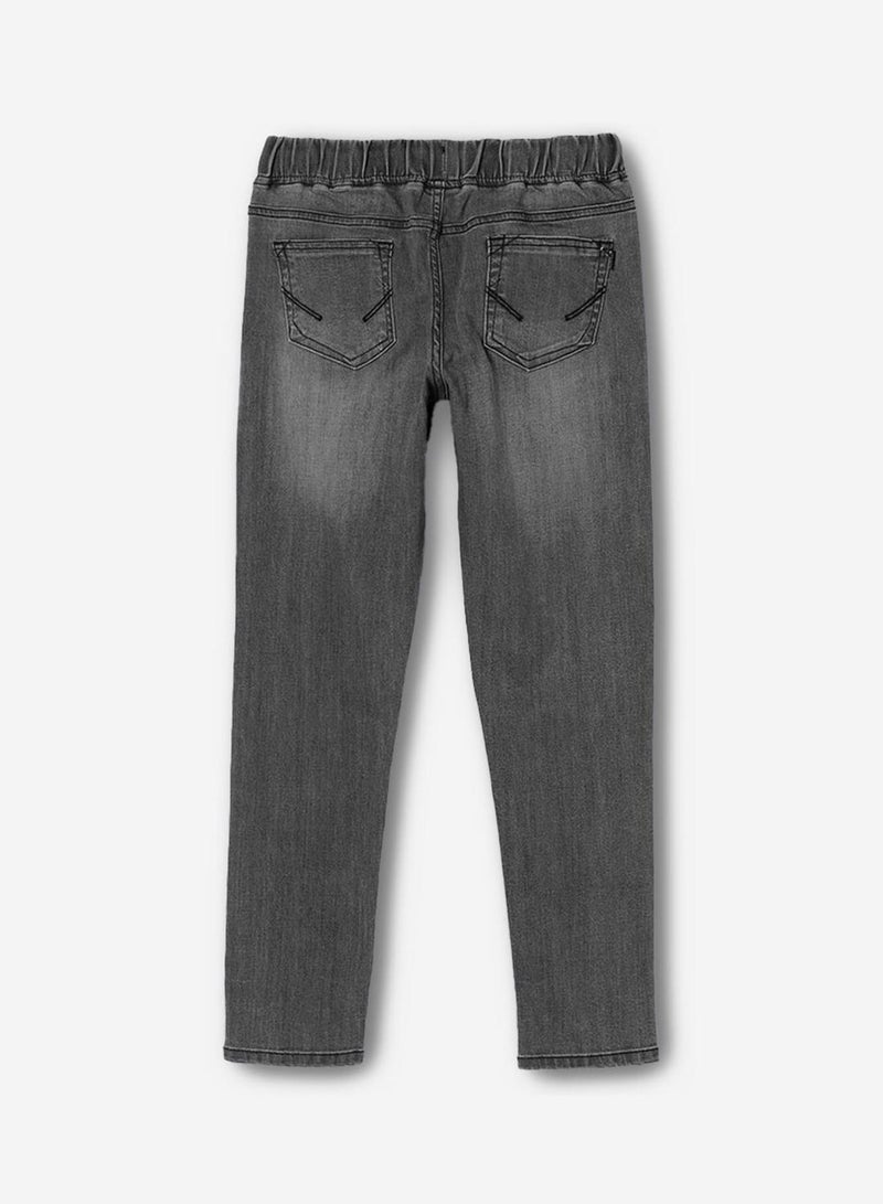 Bonkids Regular Printed Grey Cotton Jeans For Boys 100 % Cotton  - Image 2