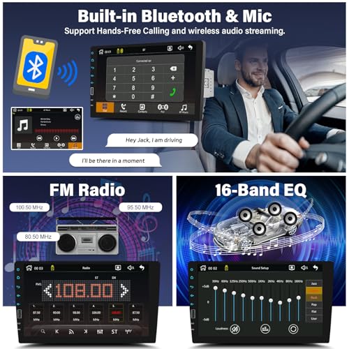 UNITOPSCI 9 Inch Single Din Wireless Apple CarPlay Android Auto Car Stereo Touch Screen Bluetooth FM Car Radio Receiver Mirror Link USB Playback DVR Input with Backup Camera Mic - Image 5