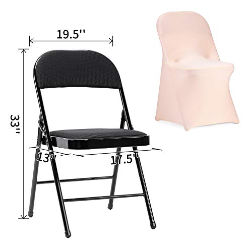 Peomeise Stretch Spandex Folding Chair Cover for Wedding Party Dining Banquet Event (Blush Pink,6pcs) - Image 5