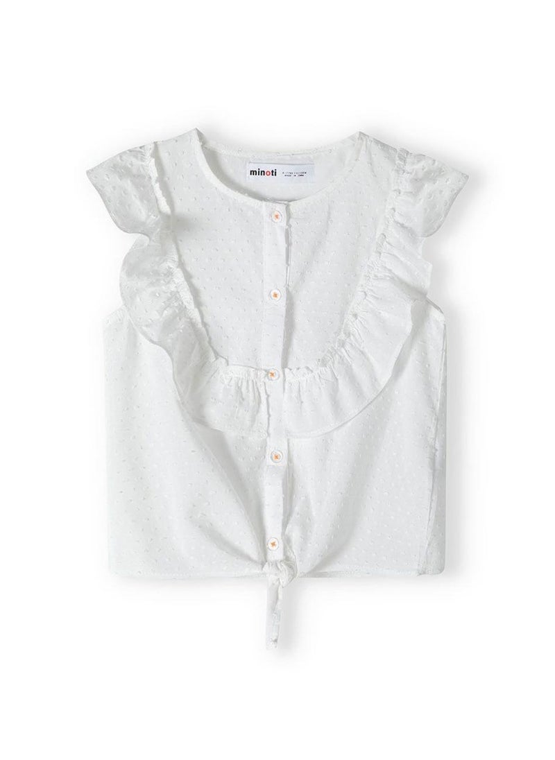 MINOTI Girls Sleeveless Blouse with Ruffles and Front Tie  - Image 2