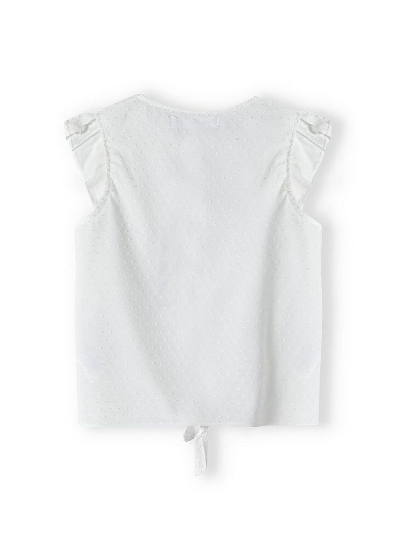 MINOTI Girls Sleeveless Blouse with Ruffles and Front Tie  - Image 3