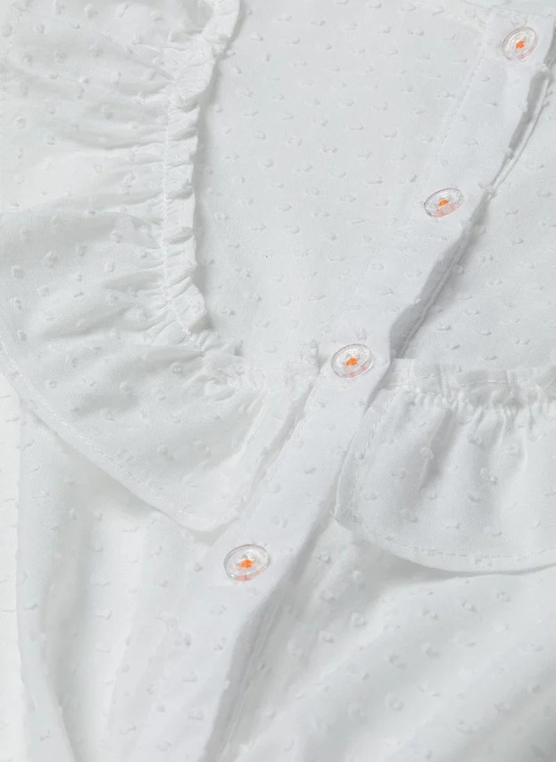 MINOTI Girls tie front top broderie anglais white