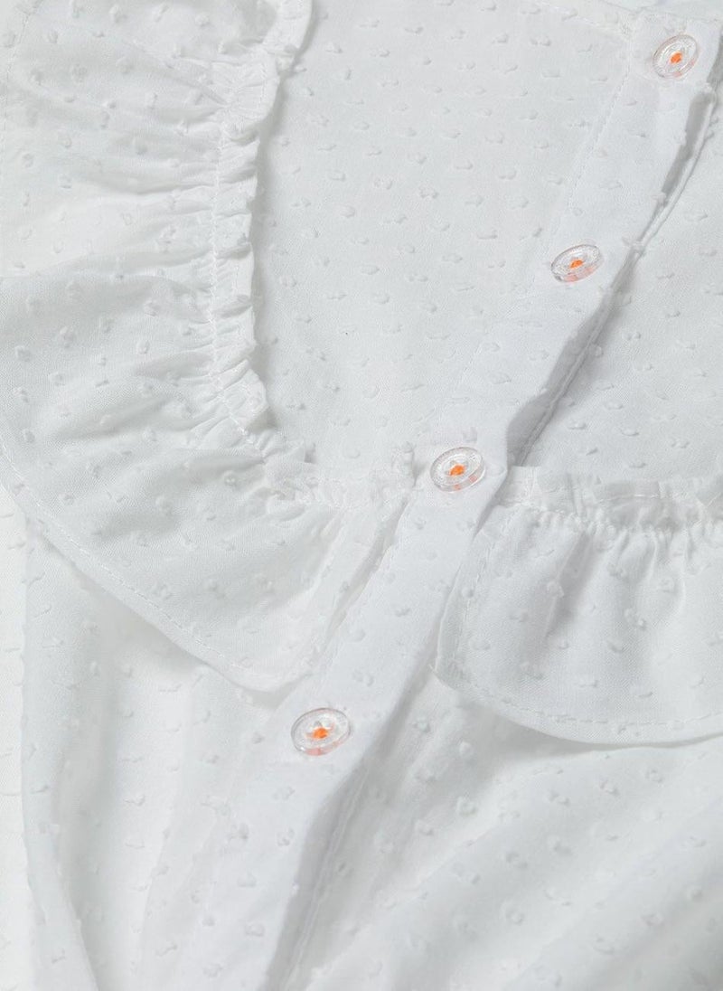MINOTI Girls tie front top broderie anglais white - Image 4
