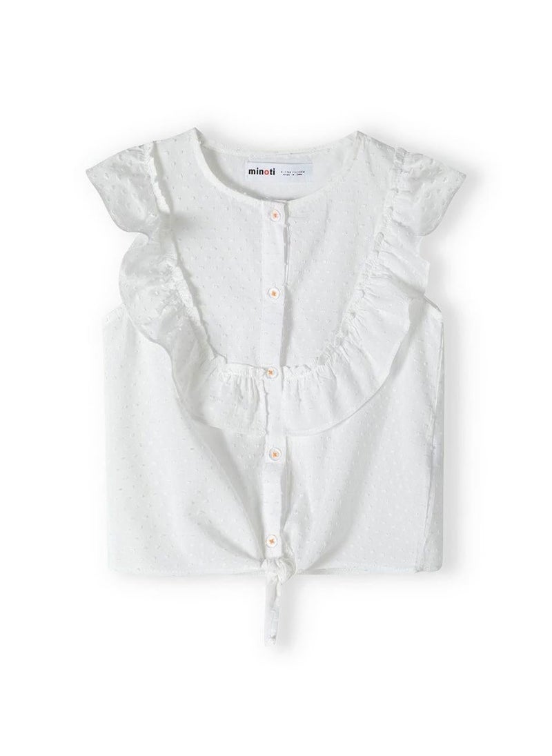 MINOTI Girls tie front top broderie anglais white - Image 2