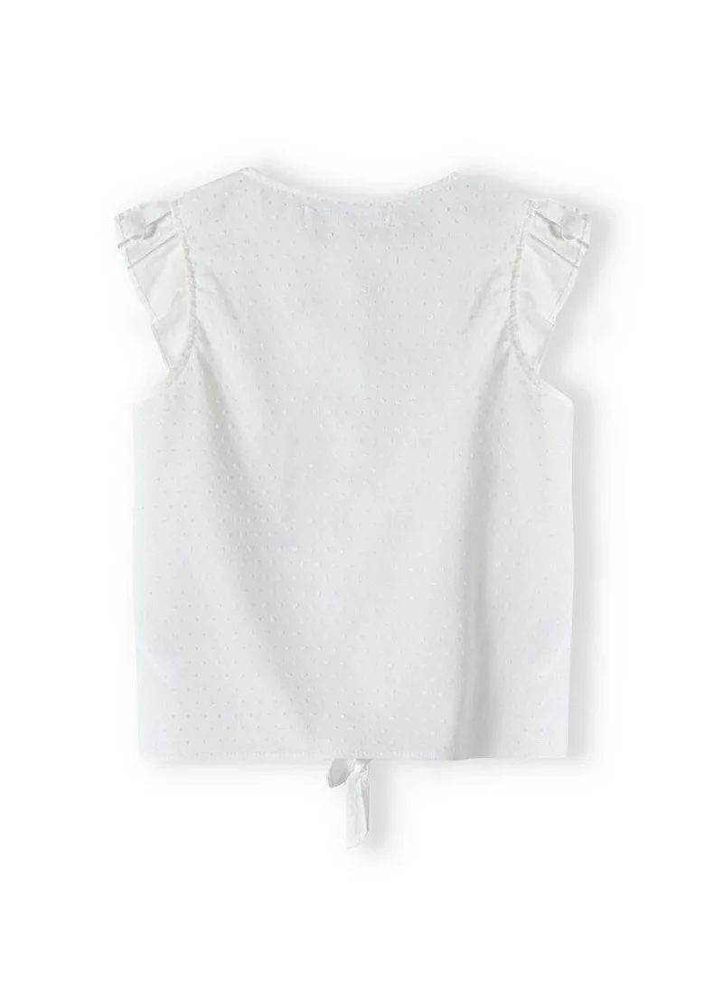 MINOTI Girls tie front top broderie anglais white