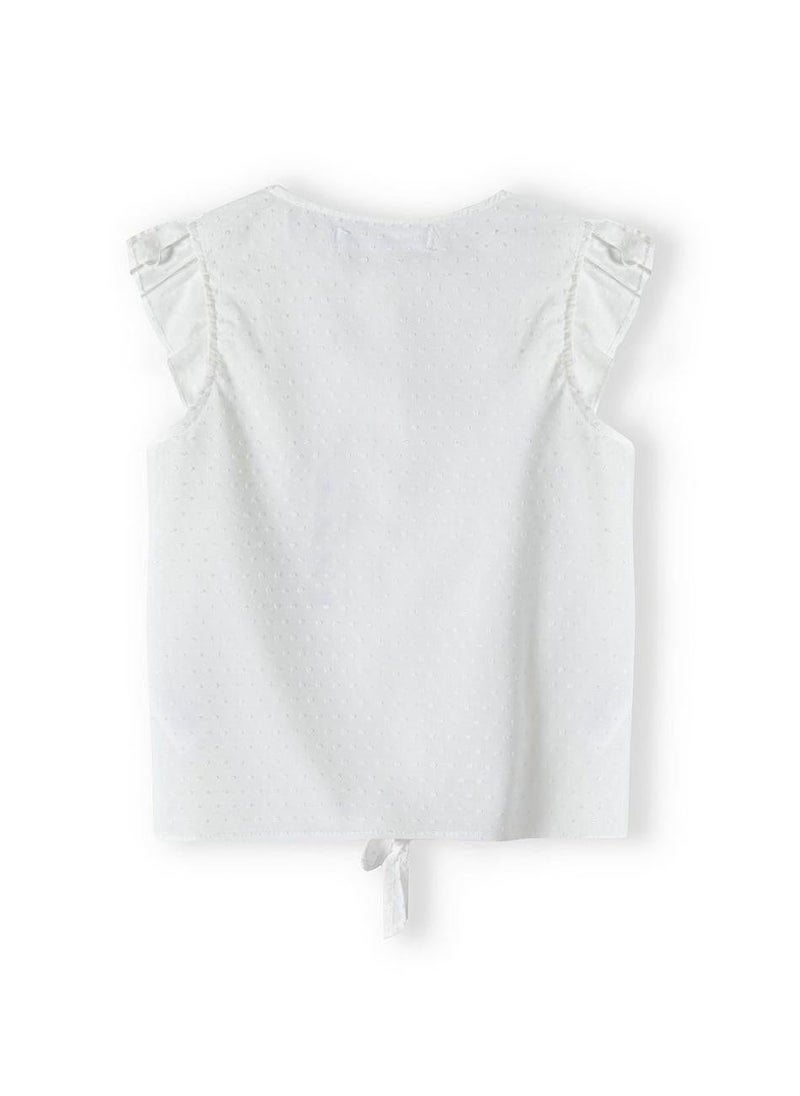 MINOTI Girls tie front top broderie anglais white - Image 3