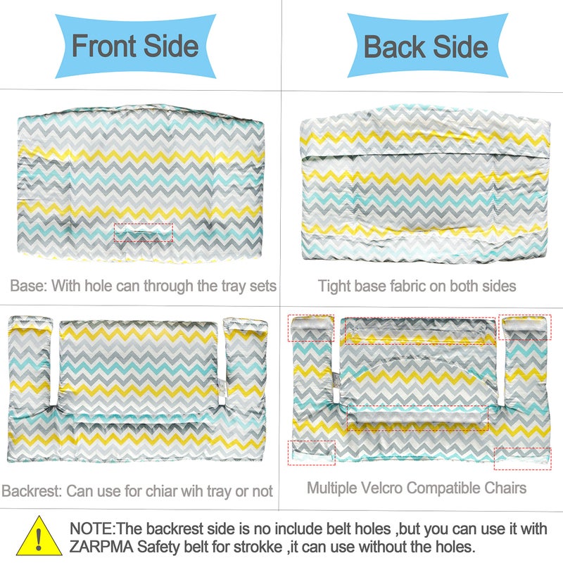 ZARPMA Highchair Cushion Compatible with Stokke Tripp Trapp Chiar High Chair Insert Cotton Fabric Cover Filled with Cotton Padding (Colorful Waves) - Image 2