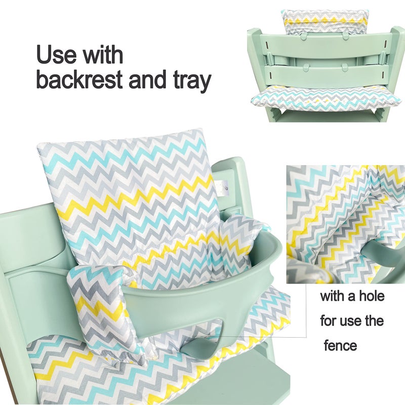ZARPMA Highchair Cushion Compatible with Stokke Tripp Trapp Chiar High Chair Insert Cotton Fabric Cover Filled with Cotton Padding (Colorful Waves) - Image 4
