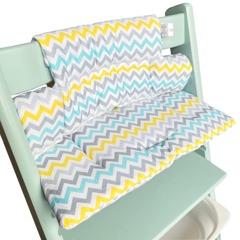 ZARPMA Highchair Cushion Compatible with Stokke Tripp Trapp Chiar High Chair Insert Cotton Fabric Cover Filled with Cotton Padding (Colorful Waves) - Image 3