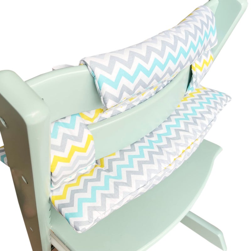 ZARPMA Highchair Cushion Compatible with Stokke Tripp Trapp Chiar High Chair Insert Cotton Fabric Cover Filled with Cotton Padding (Colorful Waves) - Image 5