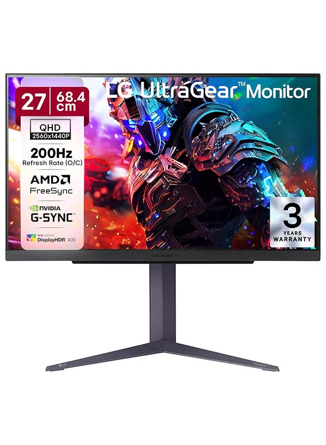 27" Inch UltraGear™ Gaming Monitor (2560x1440) QHD Nano, IPS Display Type, 1ms (GtG) Response Time,180Hz Refresh Rate (O/C 200Hz), Display HDR™ 400 - 27GS85Q-B | Black