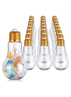 Candy Plastic Light Bulbs SYOSI 24 PCS Light Bulb Jars Clear Plastic Candy Jars Bulb Vase Ornaments Light Bulb Storage Containers with Lids Fillable Light Bulb for Candy Tree Hanging Decorations