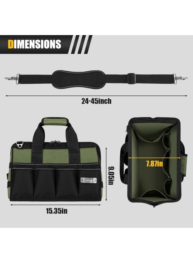 Relex Heavy Duty Tool Bags, 15Inch Portable Wide Mouth Tool Box Organizer with 16 Pocket, Soft Handle with Adjustable Shoulder Strap Toolbag, Father Day Dad Men Mechanic Birthday Gift - Image 2