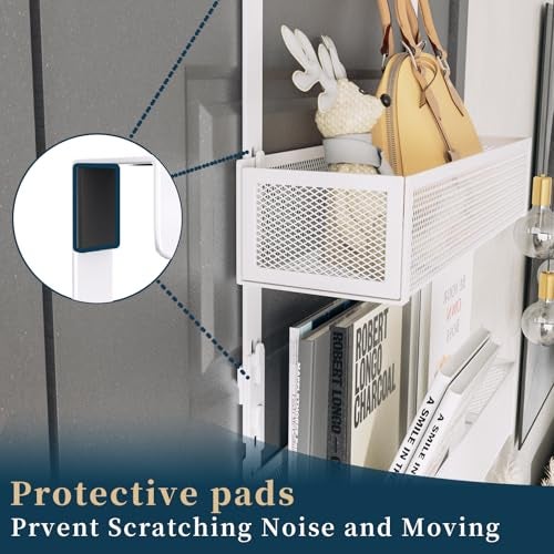 Consumest Over The Door Organizer Hooks, Door Hanger with 9 Coat Hooks & 2 Mesh Basket, Rustproof Back Storage Organizer for Bathroom, Kitchen, Bedroom-White (for 1.76in Doors) - Image 2