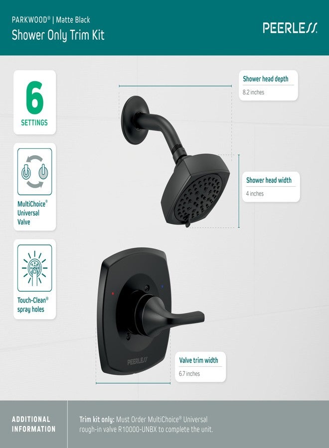 Peerless Parkwood Shower Faucet Set Black, Shower Trim Kit, Shower Fixtures, Bathtub Faucet Set, Shower Handle, Matte Black PTT14235-BL - Image 2