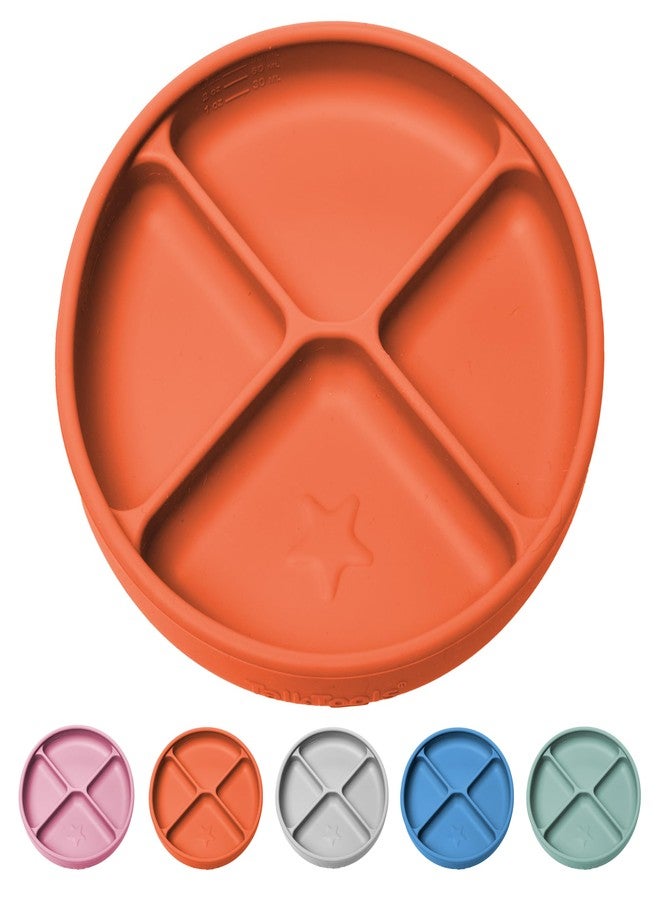 TalkTools Itsy Plate Must-Have Silicone Baby Plates with Suction | Non-Toxic Toddler Feeding Plate | Divided Portion | BPA-Free, Easy-Clean, Travel-Friendly Baby Dishware - Made in USA (Tangerine) - Image 1