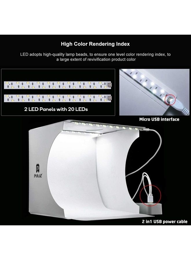 PULUZ Mini Photo Studio Super Bright Photography Light Box Lightbox Portable Shooting Light Tent with 6 Colors Photography Backdrops Waterproof Background Screen Carrying Bag (20 Centimeter) - Image 3