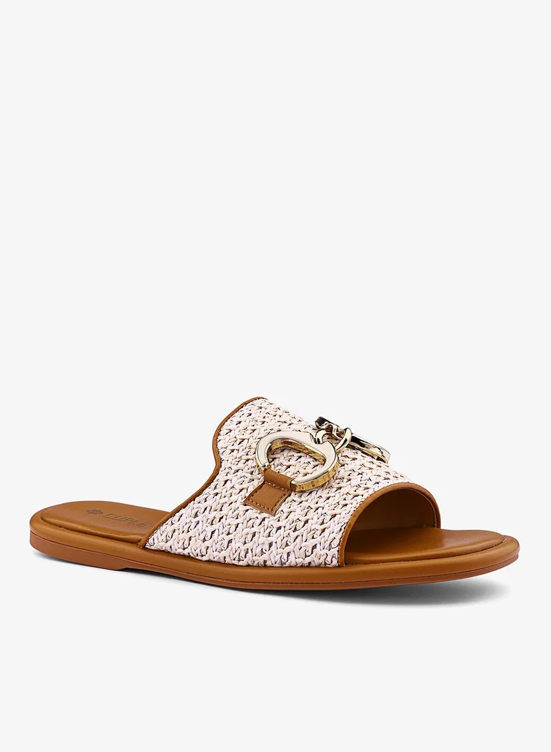 كابلي صندل مسطح نسائي بتصميم منسوج أنيق