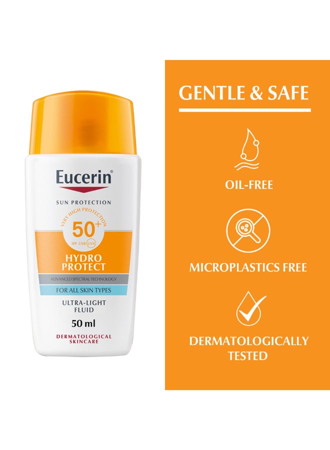Eucerin Sunscreen Hydro Protect Face Ultra Light Fluid, High UVA/UVB Protection, SPF 50+ 50ml For all skin types skincare - Image 5