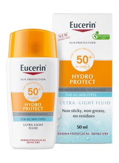 Eucerin Sunscreen Hydro Protect Face Ultra Light Fluid, High UVA/UVB Protection, SPF 50+ 50ml For all skin types skincare  - Image 3